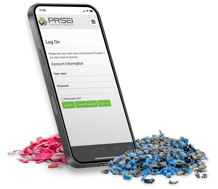 Plastic Recyclers Inventory Tracking System - PRITS - on a mobile phone